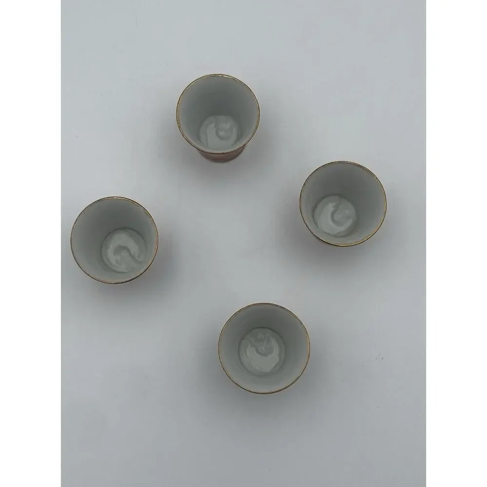 Vintage Japanese Sake Tea Cups Set Of 4 With Hidden Geisha Faces